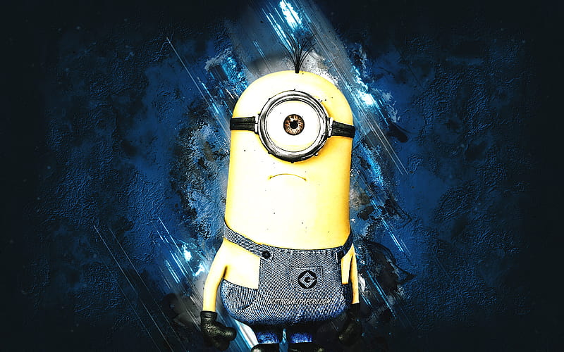 Kevin, Despicable Me, minions, Kevin the Minion, blue stone background, Despicable Me characters, Kevin minion, HD wallpaper