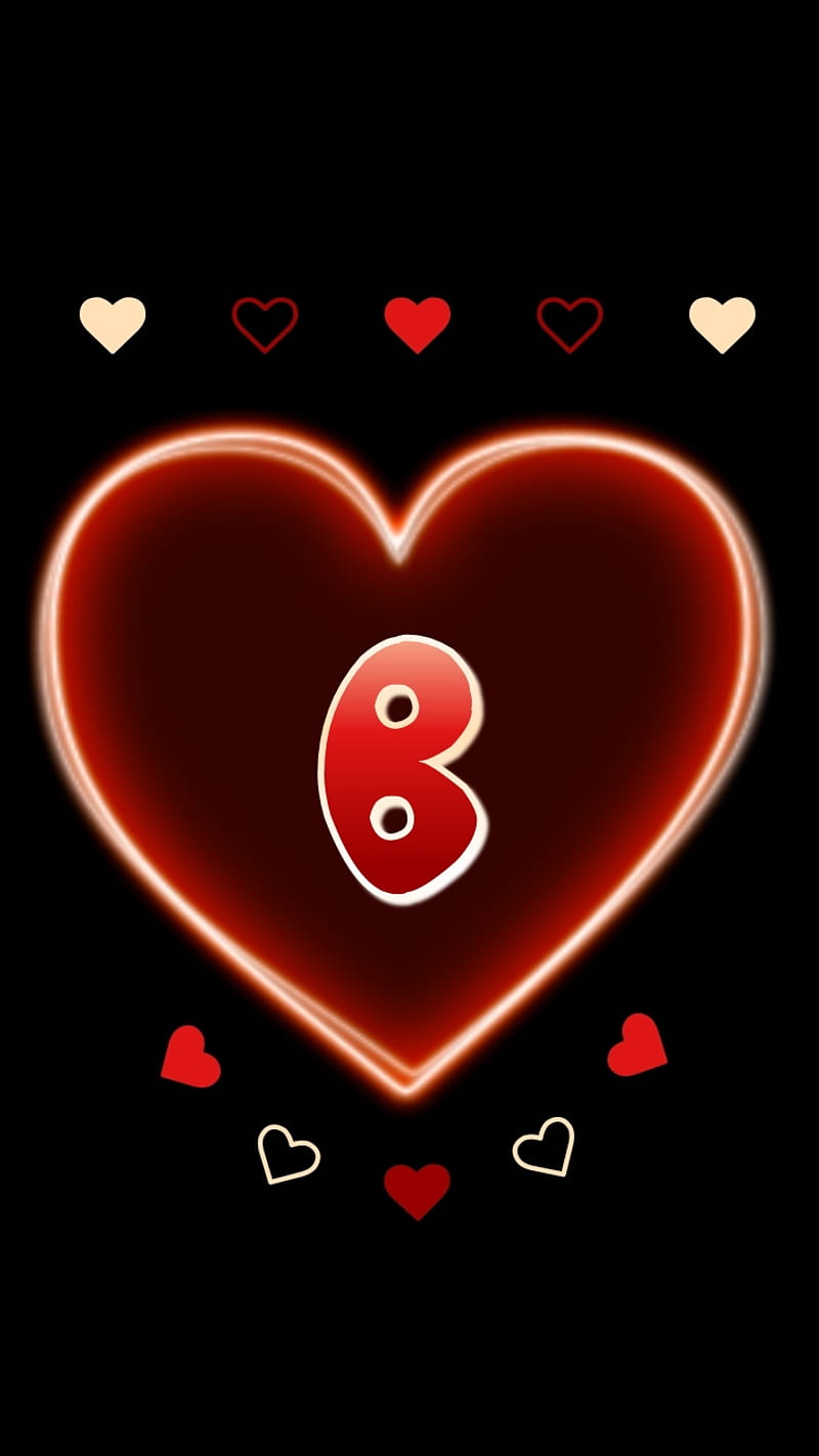Red Heart B, alphabet, black, cute, corazones, initials, letter b, love, sweet, HD phone wallpaper