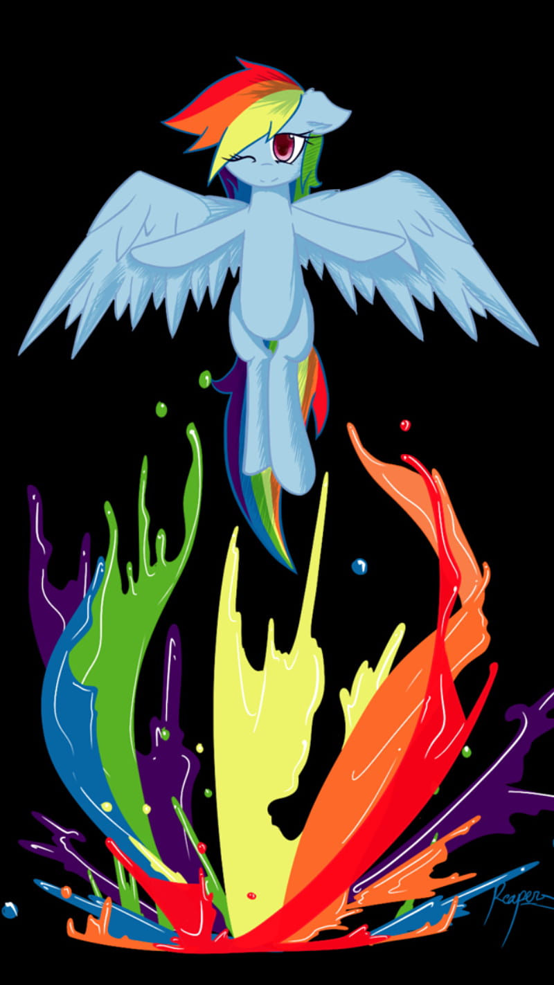 Rainbow Dash Splash, art, little, my, pony, HD phone wallpaper