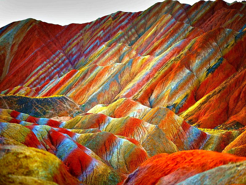 Danxia Landform, China, China, Hills, Nature, Colorful, HD wallpaper