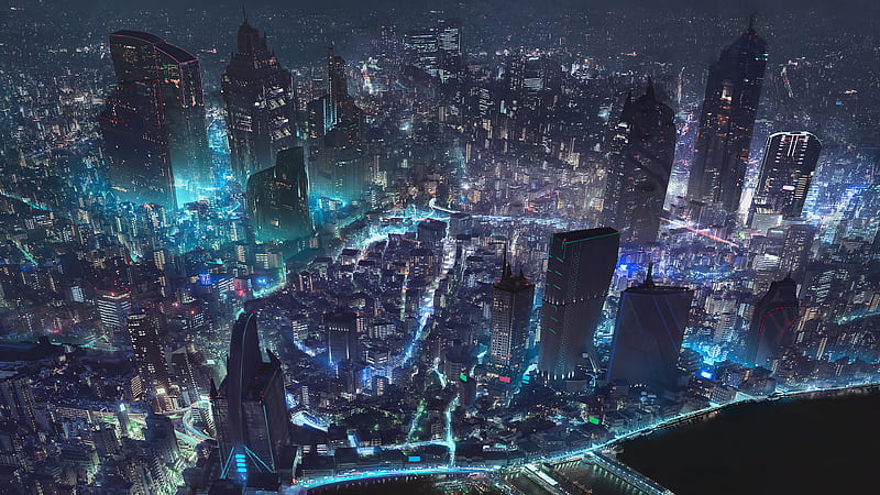 Cyberpunk City World Map , cyberpunk, city, artist, artwork, digital-art, artstation, HD wallpaper