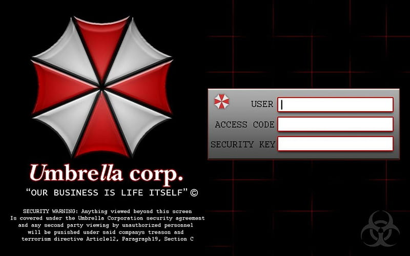 Umbrella Corporation Login Screen, resident evil, umbrella, video game, cool, HD wallpaper