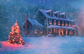 Christmas Lights in Aspen, Colorado, snow, houses, light chains, trees,  street, HD wallpaper | Peakpx