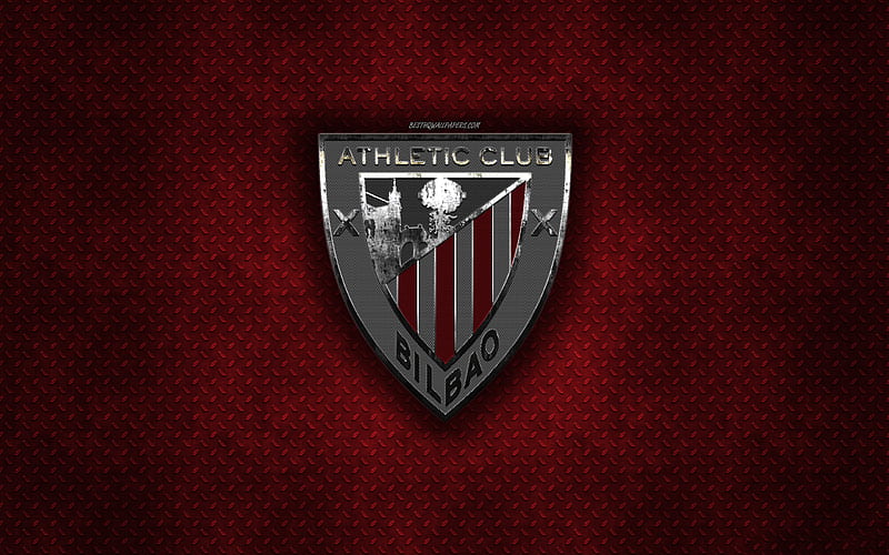 Athletic Bilbao, Spanish football club, red metal texture, metal logo, emblem, Bilbao, Spain, La Liga, creative art, football, HD wallpaper