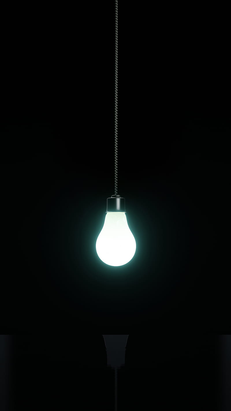 Light in the Dark, Bertil, black, bulb, funny, glow, illumination, oled,  simple, HD phone wallpaper | Peakpx