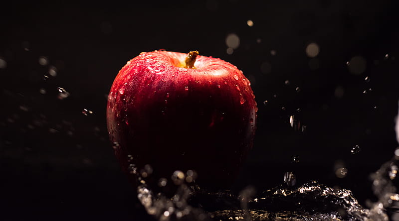 Apple, water, drops, splashes, macro, HD wallpaper | Peakpx