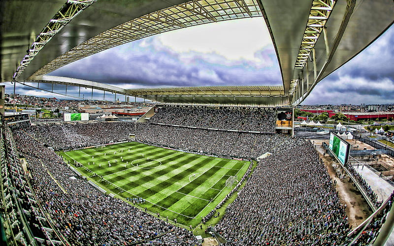 Arena Corinthians, match, Corinthians Stadium, soccer, Serie A, full stadium, Sport Club Corinthians Paulista, Brazil, brazilian stadiums, HD wallpaper