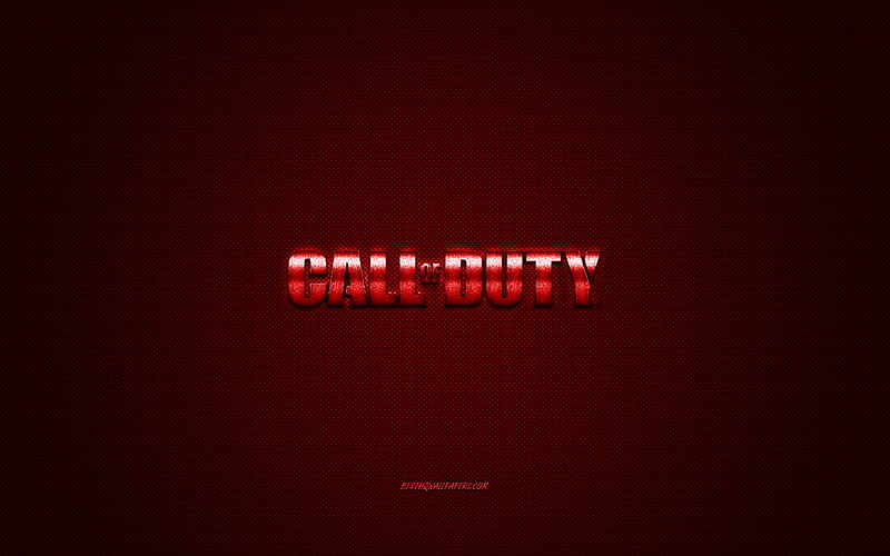 Call of Duty, popular game, Call of Duty red logo, red carbon fiber background, Call of Duty logo, Call of Duty emblem, HD wallpaper
