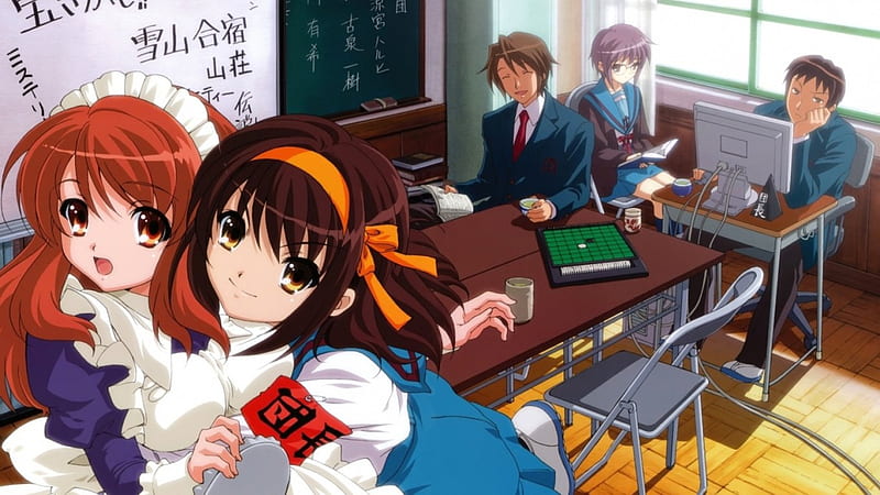 The disappearance of Haruhi Suzumiya, School, Anime, Haruhi Suzumiya, Movie, Classroom, HD wallpaper