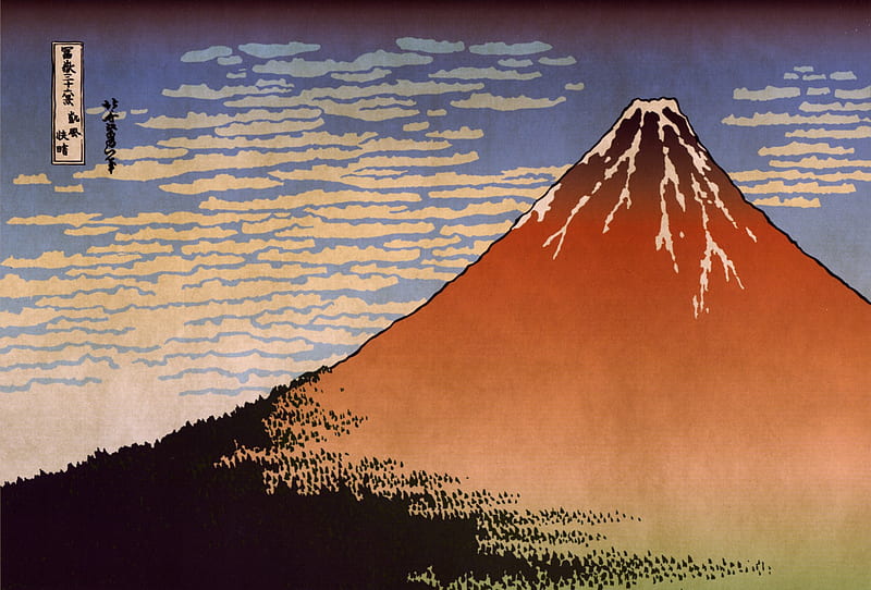 Hokusai's Woodblock Print of Mt Fuji, art, woodblock print, ukiyo-e, mount fuji, hokusai, japanese art, HD wallpaper
