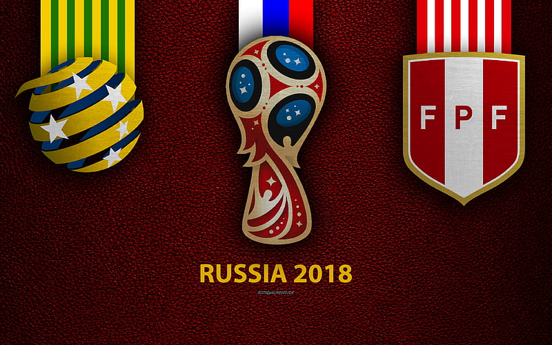 Australia vs Peru Group C, football, June 26, logos, 2018 FIFA World Cup, Russia 2018, burgundy leather texture, Russia 2018 logo, cup, Australia, Peru, national teams, football match, HD wallpaper