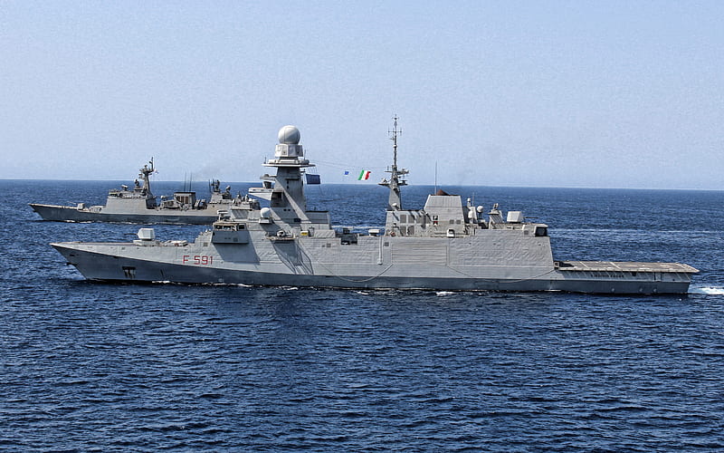 Virginio Fasan, F591, Italian frigate, Bergamini-class frigate, Italian Navy, italian warship, Italy, HD wallpaper
