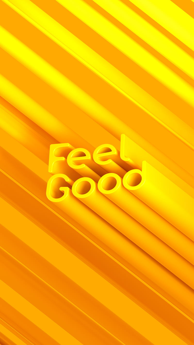 Feel Good, 3d, isometric, modern, orange, sun, text, typography, yellow, HD phone wallpaper