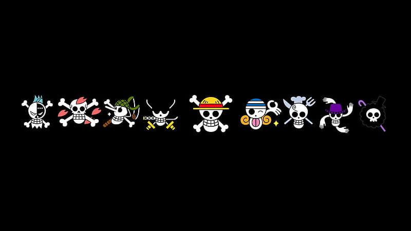 One Piece Logo , Anime, Skull, Black Background, Copy Space, Studio Shot • For You, Luffy Logo, HD wallpaper