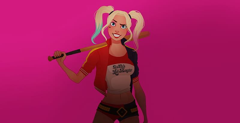 Harley Quinn With Baseball Bat, harley-quinn, artwork, superheroes, digital-art, HD wallpaper