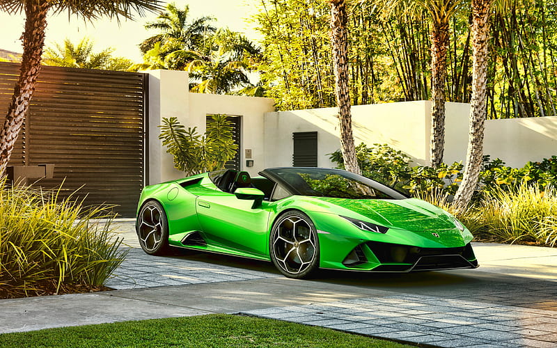 Lamborghini Huracan Spyder R, 2019 cars, hypercars, green Huracan, supercars, italian cars, Lamborghini, Huracan, HD wallpaper
