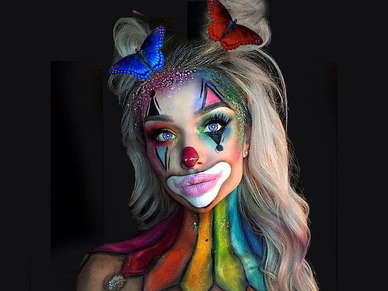 Colorful Clown, etheral women, color on black, women are special, masking you to join, womens wardrobe, female trendsetters, album, the WOW factor, grandma gingerbread, High PE, HD wallpaper