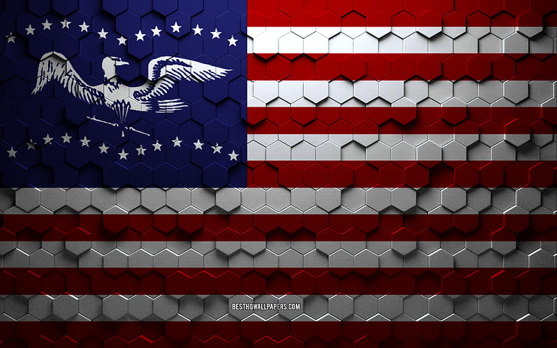 Flag of Fremont, California, honeycomb art, Fremont hexagons flag, Fremont, 3d hexagons art, Fremont flag, HD wallpaper