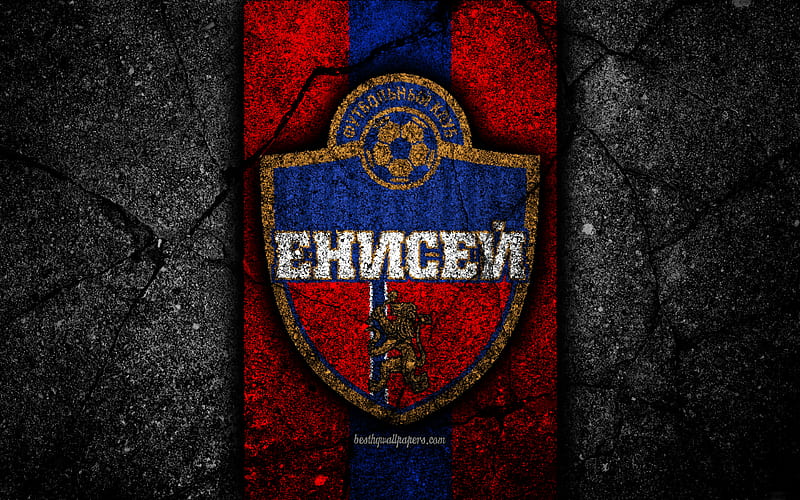 Yenisey FC logo, Russian Premier League, black stone, football club, Russia, Yenisey, asphalt texture, soccer, football, FC Yenisey, HD wallpaper