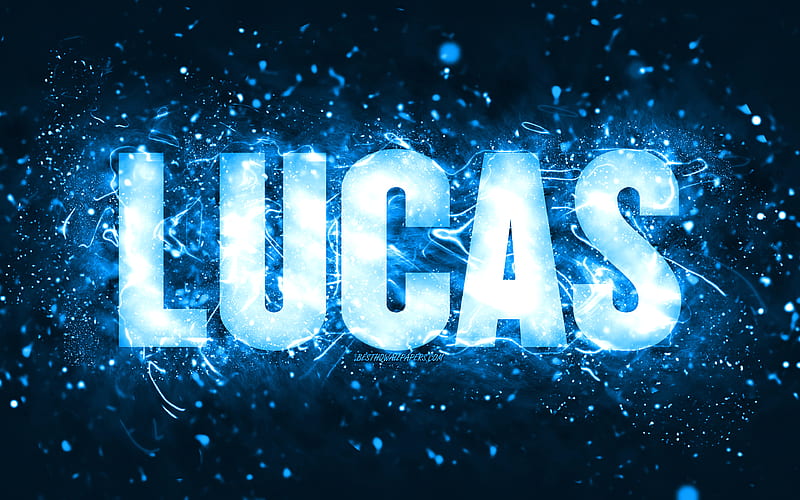 Happy Birtay Lucas blue neon lights, Lucas name, creative, Lucas Happy Birtay, Lucas Birtay, popular american male names, with Lucas name, Lucas, HD wallpaper