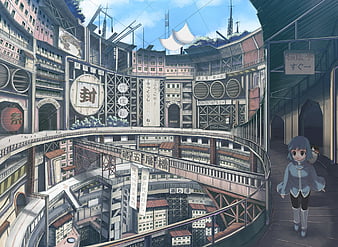 City of the future, scenic, manga, futuristic, tree, japan, city, anime,  japanese text, HD wallpaper | Peakpx