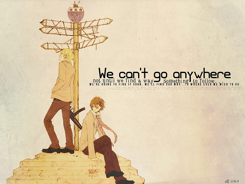 we cant go anymore, boys, look, anime, walk, dream, patch, street, HD wallpaper