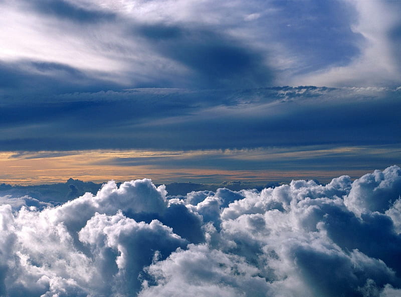 above the clouds, above, sky, clouds, blue, HD wallpaper