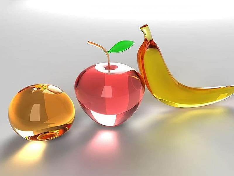 Frutas de vidrio 3d, 3d, fresco, comida, delicioso, Fondo de pantalla HD |  Peakpx
