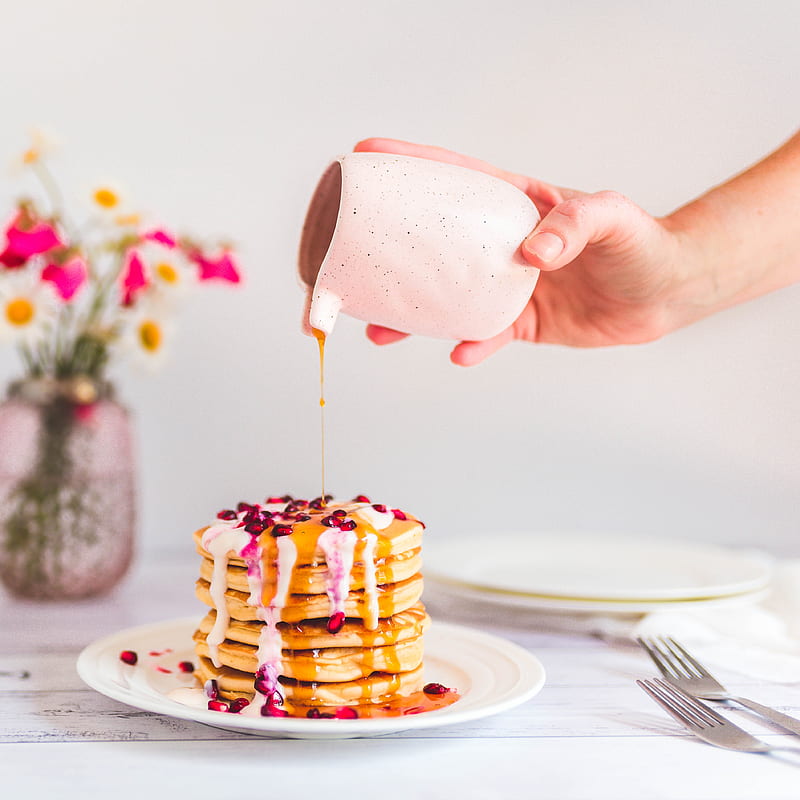 pancakes, pastries, watering, breakfast, HD phone wallpaper