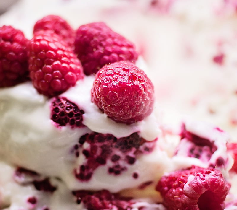 Raspberry Icecream, desert, raspberries, HD wallpaper