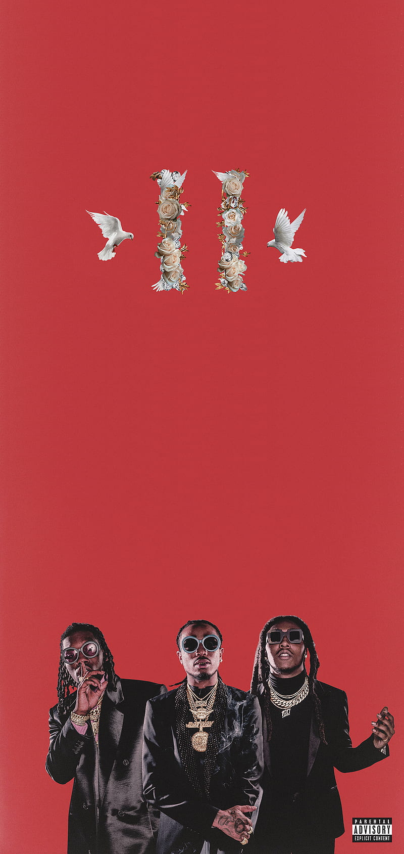 Migos, album cover, culture 2, culture ii, migos culture, money, parental advisory, red, rose, roses, HD phone wallpaper