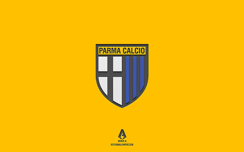 Parma Calcio 1913, yellow background, Italian football team, Parma Calcio 1913 emblem, Serie A, Italy, football, Parma Calcio 1913 logo, HD wallpaper