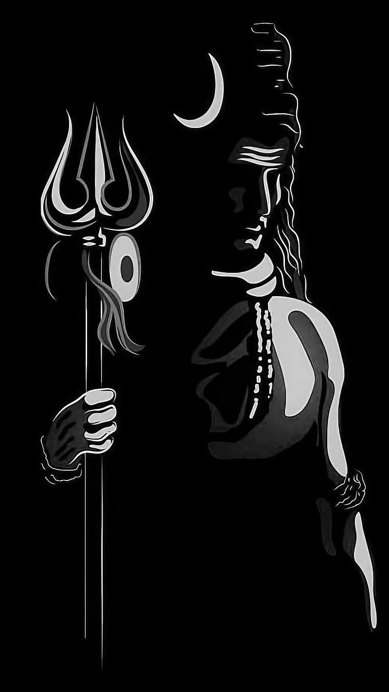 Lord Shiva Silhouette Drawing, Shivratri Mahadev scenery Drawing with  Abstract art background Stock Photo - Alamy