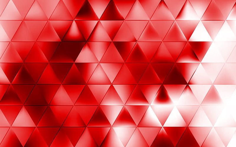 red triangles background, red abstraction, creative background, geometric backgrounds, red triangles, HD wallpaper