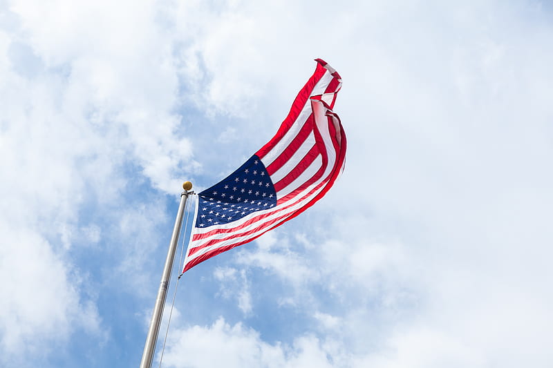 flag of USA with flag pole, HD wallpaper