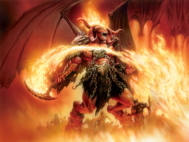 Rakdos, Demon Lord, whip, fire, demon, wings, flames, lord, hell, winged, HD wallpaper