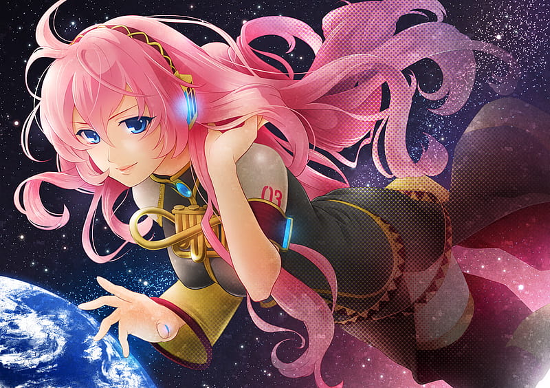 Megurine Luka, vocaloid, headphones, sexy, cute, girl, anime, blue eyes ...