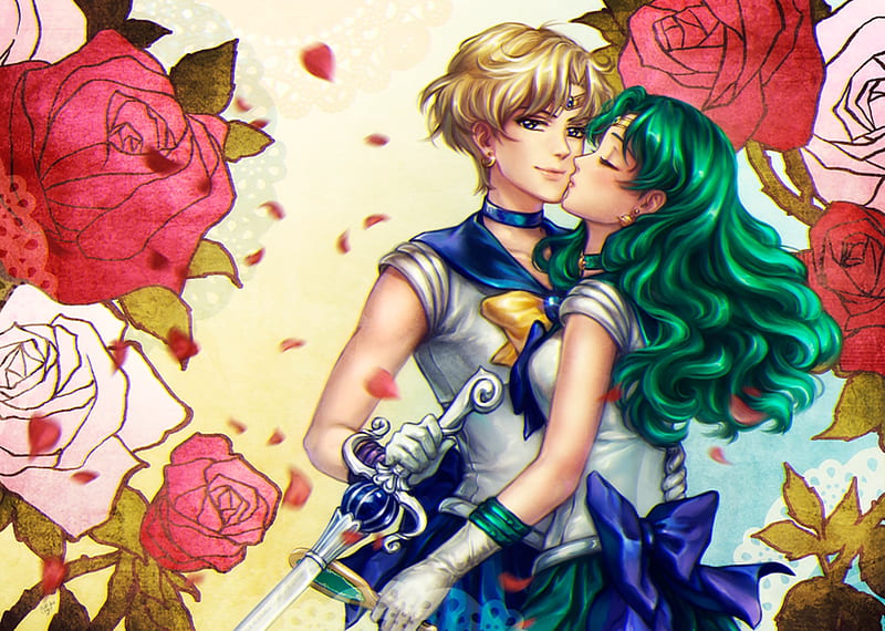 sailor moon uranus and neptune kiss