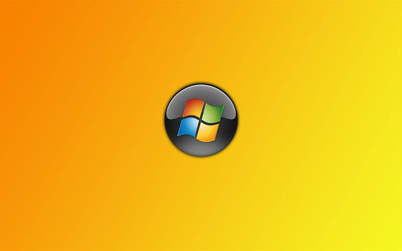 Windows logo, yellow background, minimalism, Windows, operating system, Windows emblem, HD wallpaper