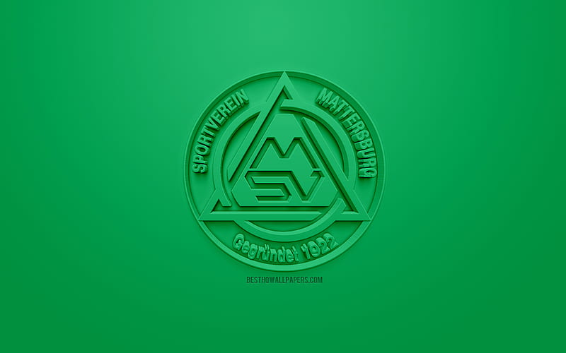 SV Mattersburg, creative 3D logo, green background, 3d emblem, Austrian football club, Austrian Football Bundesliga, Mattersburg, Austria, 3d art, football, stylish 3d logo, HD wallpaper