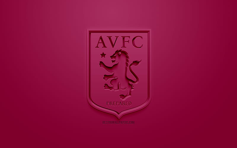 Aston Villa FC, creative 3D logo, purple background, 3d emblem, English football club, EFL Championship, Birmingham, England, United Kingdom, English Football League Championship, 3d art, football, 3d logo, HD wallpaper