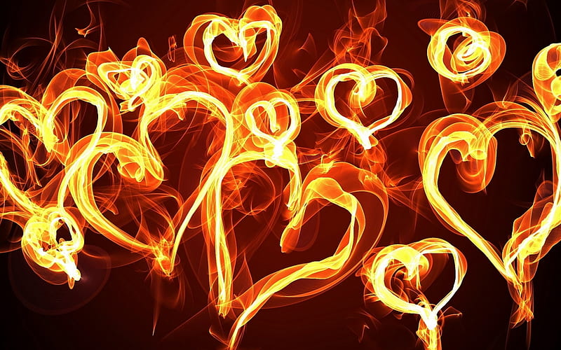 flaming heart, flames, fire, love, concepts, burning heart, HD wallpaper