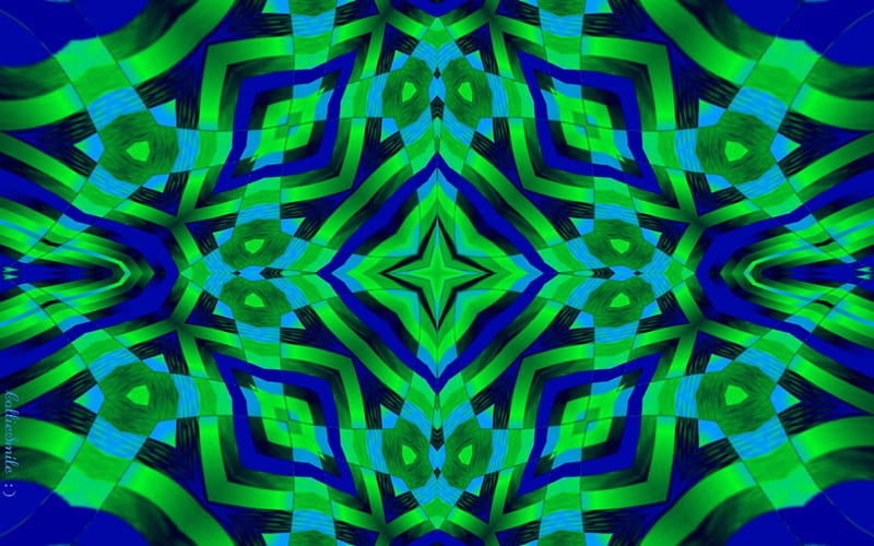 Blue & Green Crazy Quilt, geometric, quilt, blanket, squares, sky blue, green, fractal, comforter, blue, stripes, patterned, triangles, diamonds, kaleidoscope, kaleidoscopes too1, navy, royal blue, HD wallpaper