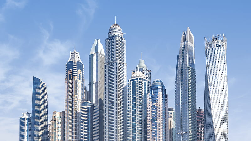 Concrete High-rise Buildings Under Blue Sky, HD wallpaper