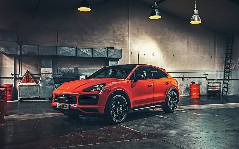 2020, Porsche Cayenne Turbo Coupe red sports SUV, new red Cayenne, exterior, front view, tuning Cayenne, sports cars, Porsche, HD wallpaper