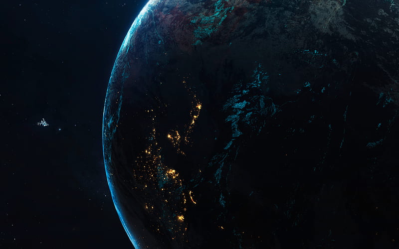 Asia from space night, galaxy, Earth, stars, sci-fi, universe, NASA, planets, Earth from space, HD wallpaper