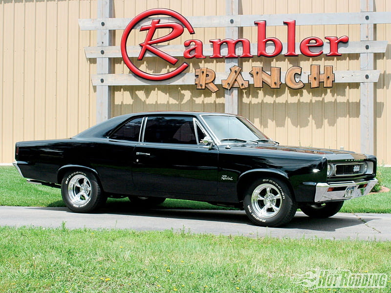 1967 AMC Rebel, 67, muscle, black, old, 1967, antique, amc, car, classic, rebel, vintage, HD wallpaper