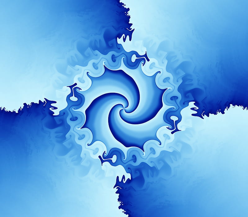 fractal, spiral, swirl, pattern, blue, HD wallpaper