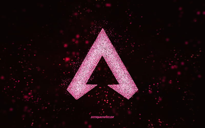 Apex Legends glitter logo, black background, Apex Legends logo, pink glitter art, Apex Legends, creative art, Apex Legends red glitter logo, HD wallpaper