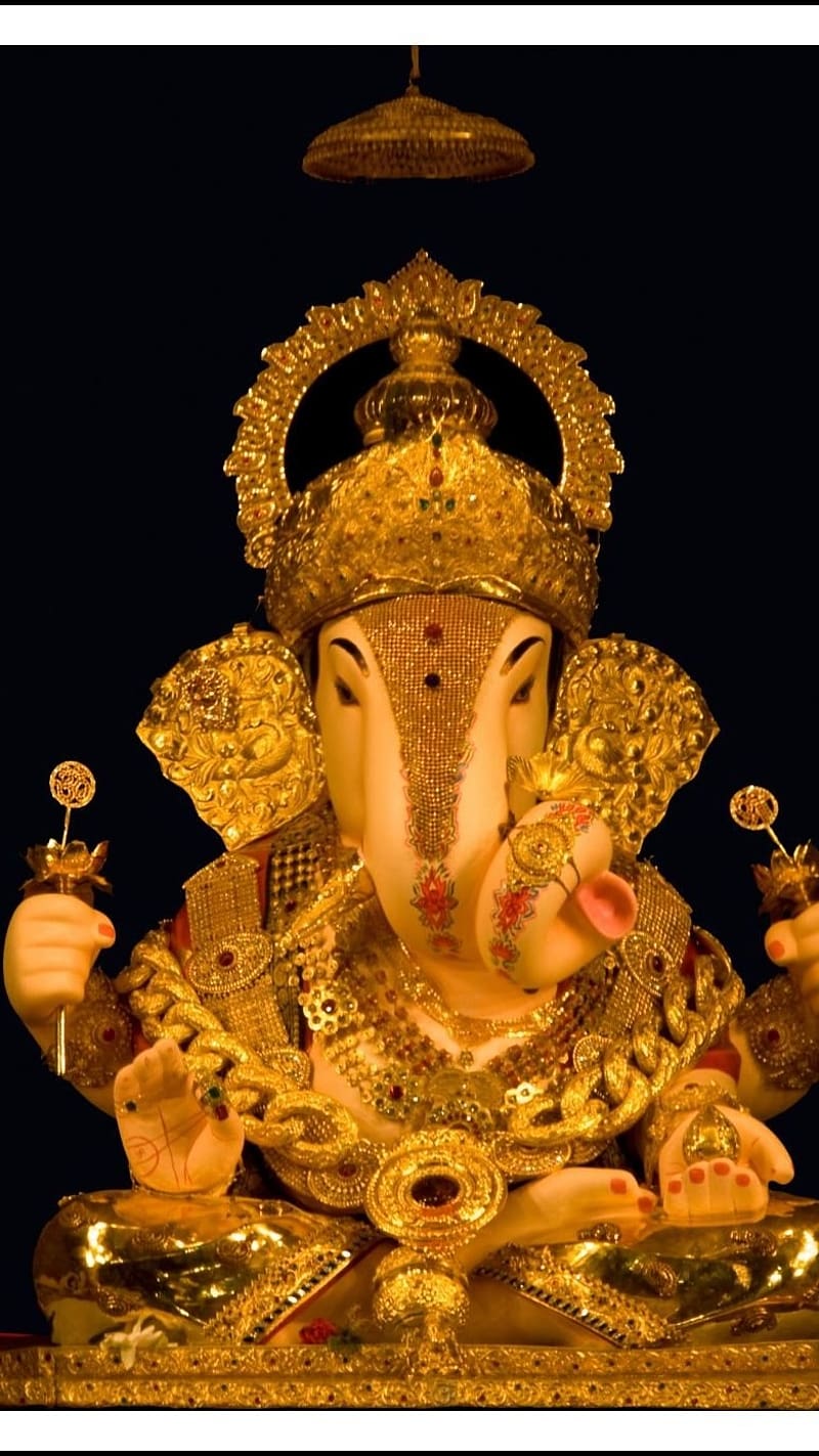 Dagdusheth Ganpati, gold color, gold, ganesh, lord, HD phone wallpaper |  Peakpx